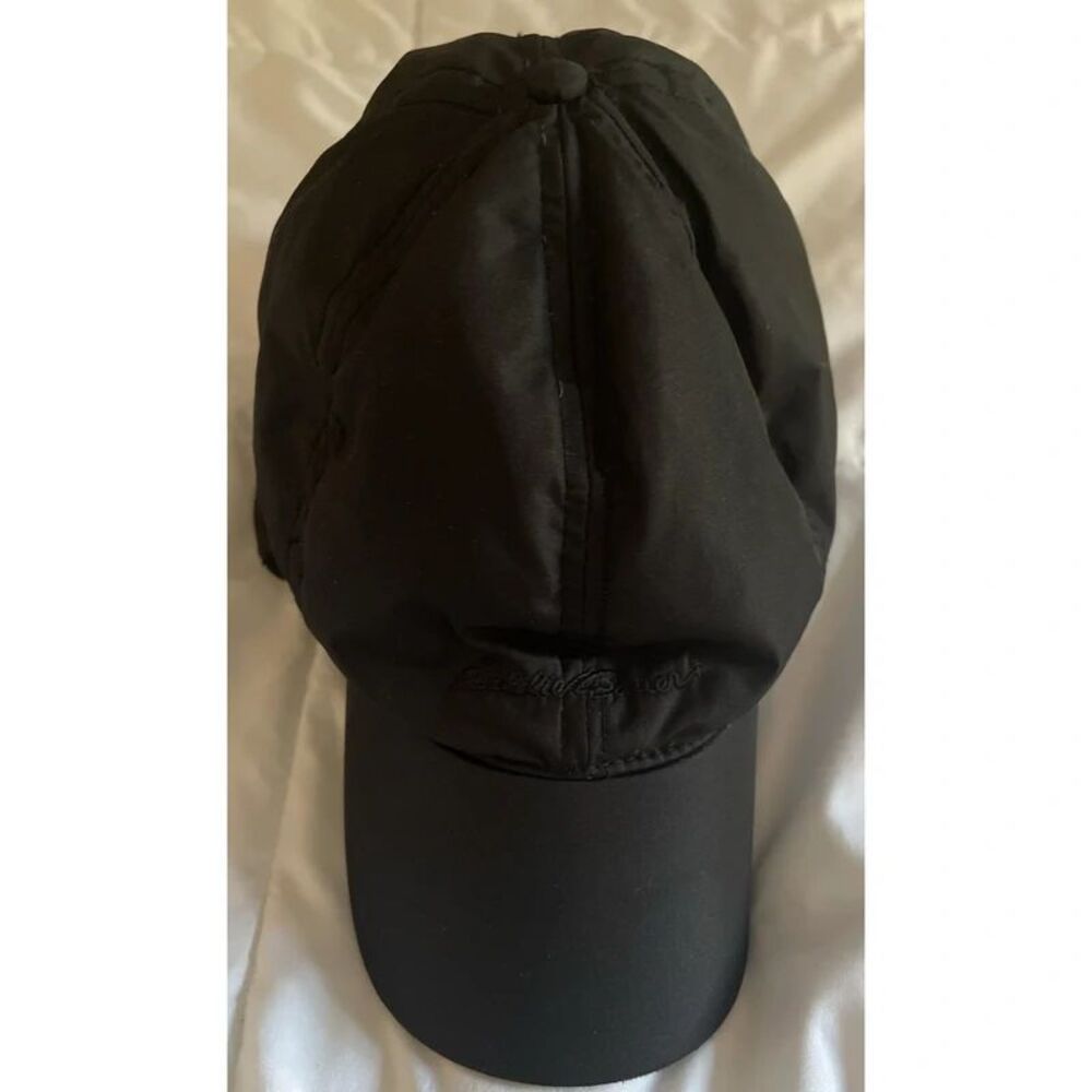 Down Lined Ear Flap Eddie Bauer Hat Black Mens Size L/ XL Warm Winter Hat